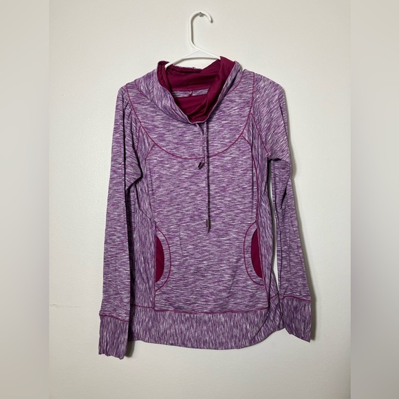 Prana Pullover Sweater Sz M Purple Pockets High Neck Hiking‎ Outdoors - Picture 1 of 9